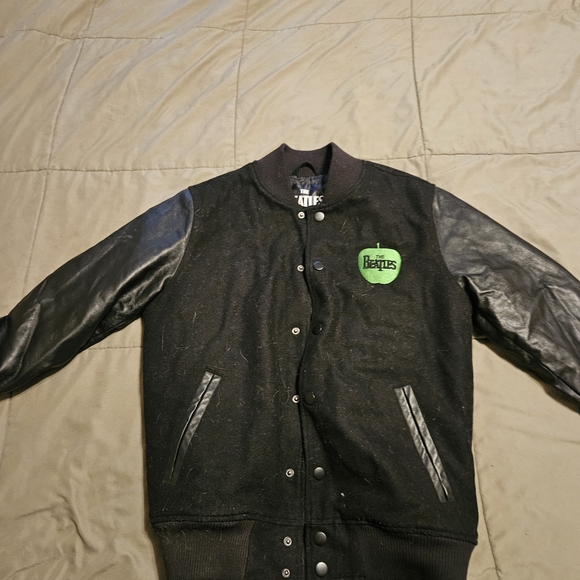 The Beatles Jackets & Blazers - The Beatles Black Bomber Jacket with Green Logo